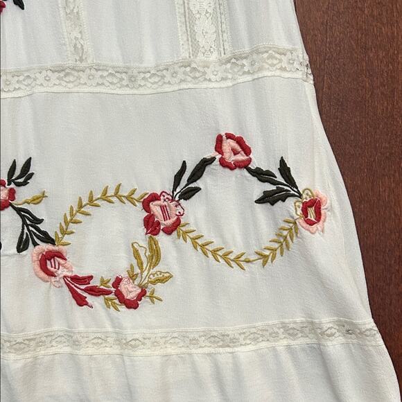 Nanette Lepore Palamino Cottagecore Cream Lace Embroidered Midi Dress, Size 6 - Picture 9 of 16